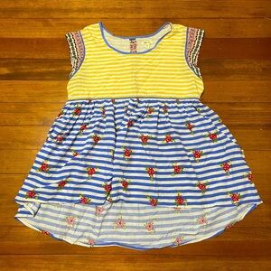 Matilda Jane Yellow & Blue Striped Floral Top Size L